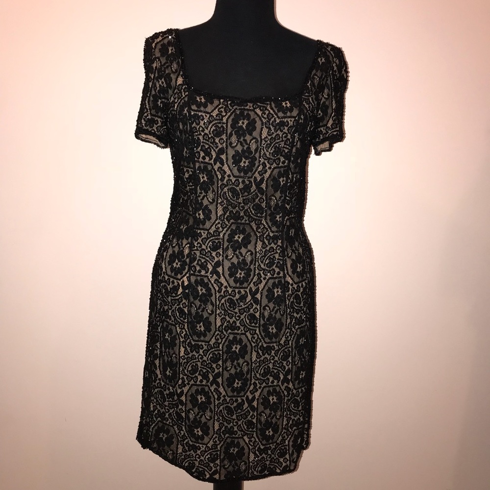 Oleg Cassini Black Tie beaded dress...